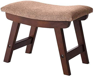 YANG Dressing Table Sgabello Imbottito Poggiapiedi in Legno Change Scarpe banco concavo Seduta Pouf ottomano con Rimovibile Khaki Copertina in Lino, Carico Massimo 200kg, 38x24x29cm