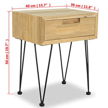 vidaXL Comodino 40x30x50 cm in Legno Massello di Teak Cassettiera Mobiletto