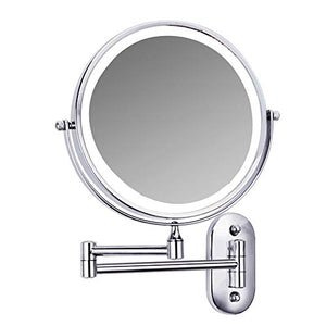 SHU XIN Specchio Luminoso da Bagno, con Specchio Pieghevole a Parete, Specchio per Il Trucco Retrattile bifacciale da Bagno di casa dell'hotel, luminosità Regolabile