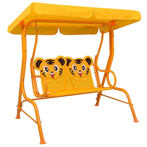 E E-NICES Dondolo a Panchina per Bambini Giallo 115x75x110 cm in Tessuto