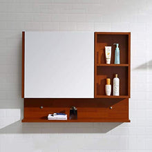 GJSN Nordic Style Modern Home Cabinetto Del Bagno, Armadi a Specchio in Legno Massello Bagno Camera da Letto Trucco Specchio da Bagno con Scaffale, a Parete (Colore: Brown, Dimensioni: 70 * 14 * 75 C
