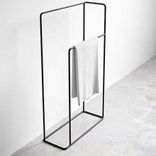 Hjypmjj Portasciugamani, 2 Barre Alte Piantana Porta Asciugamani Bagno Può Appendere Asciugamani, Vestiti, Strofinacci/Nero / 60x25cm