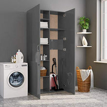 Festnight Armadietto Grigio Lucido 80x35,5x180 cm in Truciolato