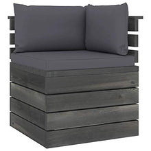 Festnight Divano Angolare da Giardino | Divano angolare su Pallet con Cuscini Legno di Pino Antracite