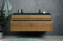 Badplaats B.V. Mobili da Bagno Ontario 120 cm bambù con Il Nero - Armadio mobiletto lavabo Mobili Armadietto