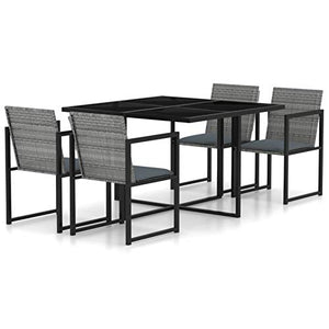 Tidyard Set da Pranzo da Giardino 5 pz con Cuscini in Polyrattan Grigio,Set da Pranzo Giardino,Set di Mobili,per Balcone, Giardino o Terrazzo
