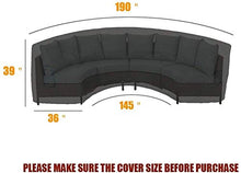 ZJBJ Mobili da Patio Copertura da Esterno Couch Secter Curvo Protector 600D Heavy Duty Black 190x36x39 Pollici Impermeabile per Set di divani a Mezzaluna