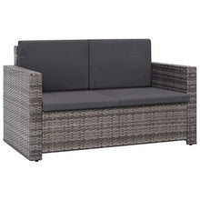 Kshzmoto Pratico Divano Doppio per Esterni, Divano a Due posti da Giardino Grigio e Grigio Scuro 123 x 65 x 72 cm (L x P x A) -con 1 Sgabello e 5 Cuscini