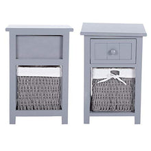 Dsrgwe Comodini Tavolo Comodino 2pcs / Set Tavolo da Comodino in Legno Stand Notturno con Cassetto E Cestino Cestino Grigio