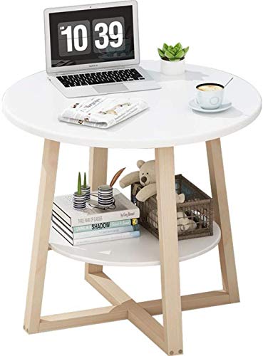 HXF- Divano Tavolino Piccolo Soggiorno Tavolino Tavola Rotonda Tavola Mobile Cremagliera Tavolino Stoccaggio Tavolo Durevole (Color : White, Size : 50 * 60cm)