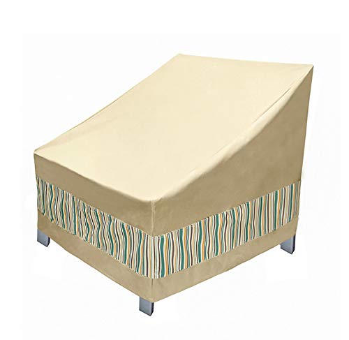 LJWLZFVT Copri Panca a 2 posti Copertura per Panca da Giardino Resistente alloStrappompermeabileTelo600DCopridivanodaesterno(101.5x101.5x91.5 Cm)-Beige con Strisce 73 5x76x91 5 Cm