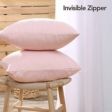 Deconovo Federe Cuscini Divano in Lino Quadrati Confezione da 2 Pezzi Cerniera Invisibile Morbido Decorativi per Casa Moderne Soggiorno Camera da Letto 40x40 CM Rosa