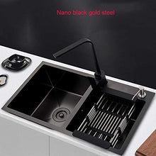 Heijingang nano lavello in acciaio inossidabile, lavabo da cucina a doppio lavabo, grande capacità, olio non appiccicoso, acqua non appiccicosa, con bacino di scarico, due metodi di installazione