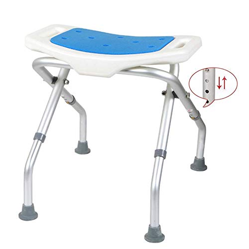 DZX Sgabello per Doccia, Sgabello per Vasca da Bagno Regolabile in Altezza e Sedia per Doccia con Maniglie Sgabello per Handicap Pieghevole in Alluminio Antiscivolo per Anziani, Anziani, portatori di