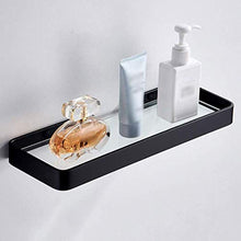 ZLININ Y-longhair Mensola da bagno in vetro temperato, mensola per il bagno, staffa a parete per la doccia, mensola per lo specchio gratuito in bagno, nero
