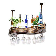 Portaoggetti da Cucina Portabottiglie in Metallo Montato A Sospensione, Portabicchiere E Portabicchieri in Ferro E Legno Europeo (Dimensioni: 80 * 25 * 12 Cm)