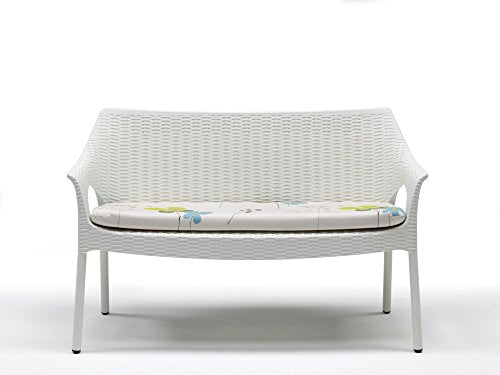 ARREDinITALY - Set 2 divani per Esterni in tecnopolimero con Cuscino - Colore Bianco - 100% Made in Italy