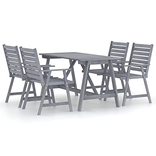 vidaXL Set Pranzo da Giardino 5 pz in Legno Massello di Acacia Grigio