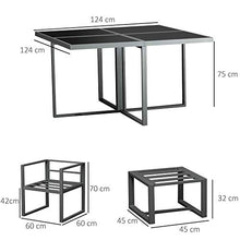 giordano shop Set Tavolo con 4 Sedie e 4 Sgabelli da Giardino in Alluminio Grigio