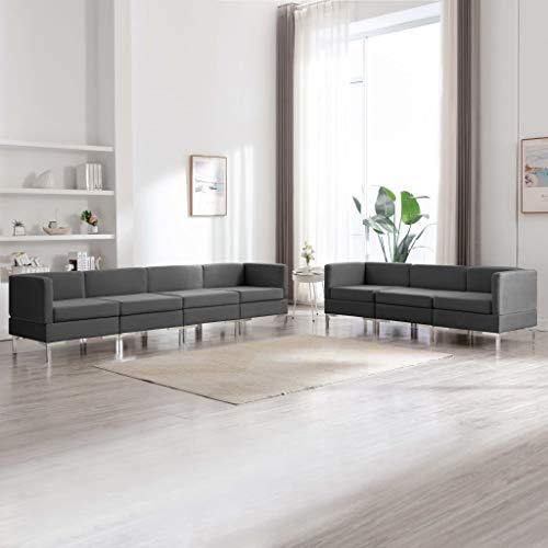 Festnight Divano per Soggiorno Moderno a 7 Posti in Tessuto Set di Divani Modulari Angolari 260 x 65 x 65 cm Divano con Penisola Colore Nero/Grigio Scuro/Grigio Chiaro - Arredi Casa