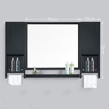 Specchio da Parete splendidamente Nero con mensola Laterale Armadietto Laterale Specchio per Il Trucco del Bagno in Acciaio Inossidabile
