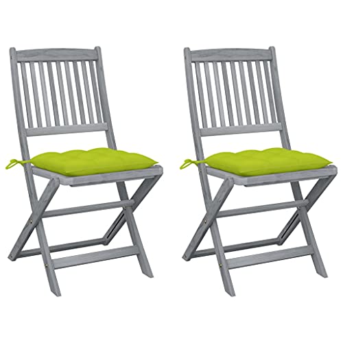 vidaXL Sedie da Giardino Pieghevoli 2 pz con Cuscini Massello Acacia