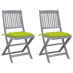 vidaXL Sedie da Giardino Pieghevoli 2 pz con Cuscini Massello Acacia