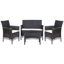 FAMIROSA Set Divani da Giardino 4 pz con Cuscini in Polyrattan Nero-4186