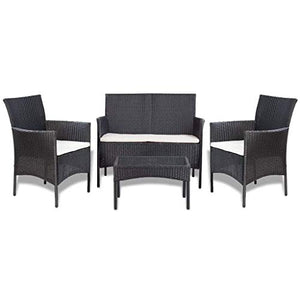 FAMIROSA Set Divani da Giardino 4 pz con Cuscini in Polyrattan Nero-4186