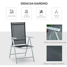 Outsunny Sedia da Giardino Pieghevole in Alluminio e Textilene Schienale Regolabile a 7 Livelli, Nero 65x55x85-105cm