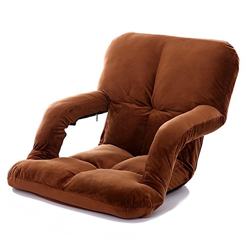 Chair Lazy Camera da Letto Dormitorio Sedia Casual Pieghevole Peluche Tatami Tappetino con braccioli Divano Letto Sedia per Bambini Sedia con Schienale Alto,Marrone