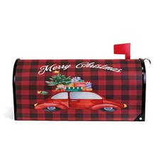 Natale Natale camion regalo rosso plaid cassetta postale copre magnetico grande postale casella avvolge giardino cortile casa decorazione dimensioni oversize 64,8 cm x 53,3 cm