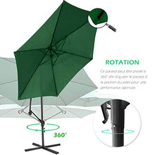 Novonova - Ombrellone inclinabile, da giardino, da esterno, in poliestere e struttura metallica, altezza 2,6 m, diametro 2,9 m, SY-PS630, colore: Verde
