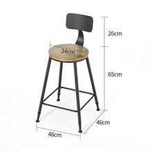 LLT Pratico sgabello Sgabelli Sgabello Alto Bar Chair Bar Cucina Colazione pranzo struttura della sedia Black Metal in massello tondo schienale del sedile di sicurezza,65CM,65CM
