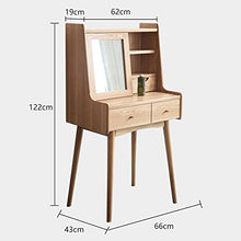 Camera Da Letto Tavolo Da Trucco Tavolo Cosmetici Per Le Donne,Legno Massello Tavolo Da Toeletta 2 Cassetti E Specchio,Scaffali Di Stoccaggio,Assemblaggio Facile-Naturale 66x43x122cm(26x17x48inch)