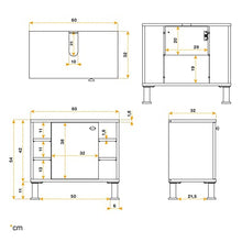 RICOO WM100-EB-W Mobile Bagno 60x54x32cm Mobiletto sotto-lavabo Armadio salvaspazio Arredamento Copricolonna Legno Rovere Marrone Porta Bianca