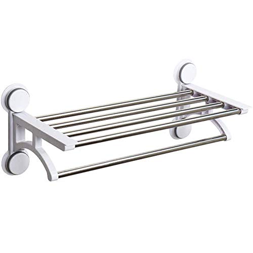 KAISIMYS Portasciugamani Portasciugamani Portasciugamani Asta-New Sucker Appendiabiti in Acciaio Inossidabile Punch Free Mount Mensola per Bagno da Cucina a Parete (Colore: A, Dimensioni: 60 * 25 * 2