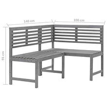 Tidyard Panca da Giardino ad Angolo Grigia 140 cm Legno Massello Acacia,Panca Giardino,Panca Giardino Esterno,Utilizzato in Giardini, Cortili, Terrazze, Soggiorni
