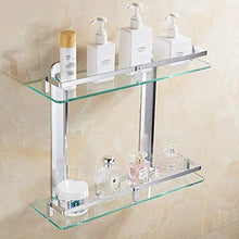AINIYF Bagno Bagno Doccia Mensola Organizzatore Parete Punch-Free Vetro temperato rettangolo 2 Tiers Alluminio dello Spazio Cosmetic Rack, 2 Metodi di Installazione (Dimensioni: 40x13x39cm)