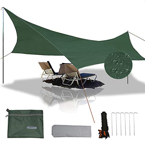 Telone da Spiaggia Anti-Pioggia Tenda Parasole per Amaca, Slimerence, 108'' x 108'' Ripstop Nylon Polyester Cover Telo da Campeggio Shelter, Lightweight Survival Camp Accessori