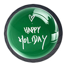 [4 pz]Cassettiera in vetro trasparente con viti per cucina, comò, armadietto, bagno, armadio, con citazione verde Happy Holiday.