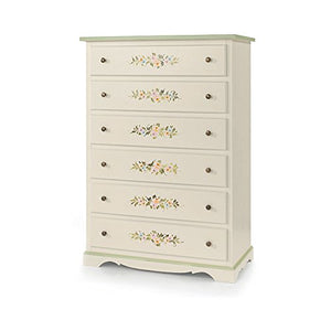 InHouse srls Cassettiera, Arte povera, in Legno massello e MDF con rifinitura in Bianco Lucido con decori - Mis. 97 x 49 x 140
