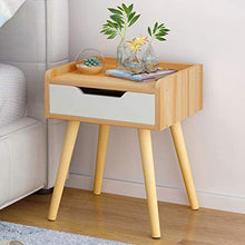 LICHUAN Tavolino moderno comodino comodino con cassetto portaoggetti e legno massello a 4 gambe per soggiorno, camera da letto, comodini e comodini, facile da montare.