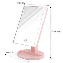 AOZBZ 16 LEDs Specchio da Trucco Schermo di Tocco con Luce, Illuminated Specchio da Barba Specchio Cosmetico per Tavolo Regolabile Luminosità con USB o Alimentazione a Batteria