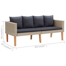 vidaXL Divano da Giardino a 2 Posti con Cuscini Sofà Dormeuse Chaise Longue Poltrona Divanetto Canapè Arredo Salotto Esterno in Polyrattan Beige
