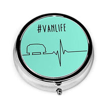 Scatola rotonda per medicina portatile, mini pillole in metallo, dispenser per pillole tascabili, borsa da viaggio, regalo per Van Lifeline