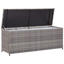 Tidyard Baule da Giardino Grigio in Polyrattan, Baule da Esterno,Bauli e Contenitori da Giardino, 120 x 50 x 60 cm