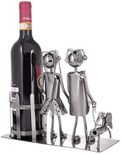 Brubaker Coppia Portabottiglie Vino con Cane - Oggetto Decorativo - Supporto per Bottiglie di Metallo - con Biglietto d'Auguri per Il Vino Regalo