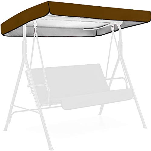 Bedsets, copertura universale colorata di ricambio per dondolo per amaca da cortile, copertura superiore impermeabile, protezione antipolvere per giardino, colore caffè, 142 x 120 x 15 – 20 cm