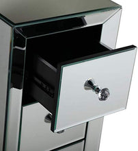 YRRA Comodino a Specchio Comodino Comodino con 3 cassetti e Comodino in Cristallo intarsiato Diamante per Camera da Letto Soggiorno Ufficio Sala Reception (1 Confezione Argento)